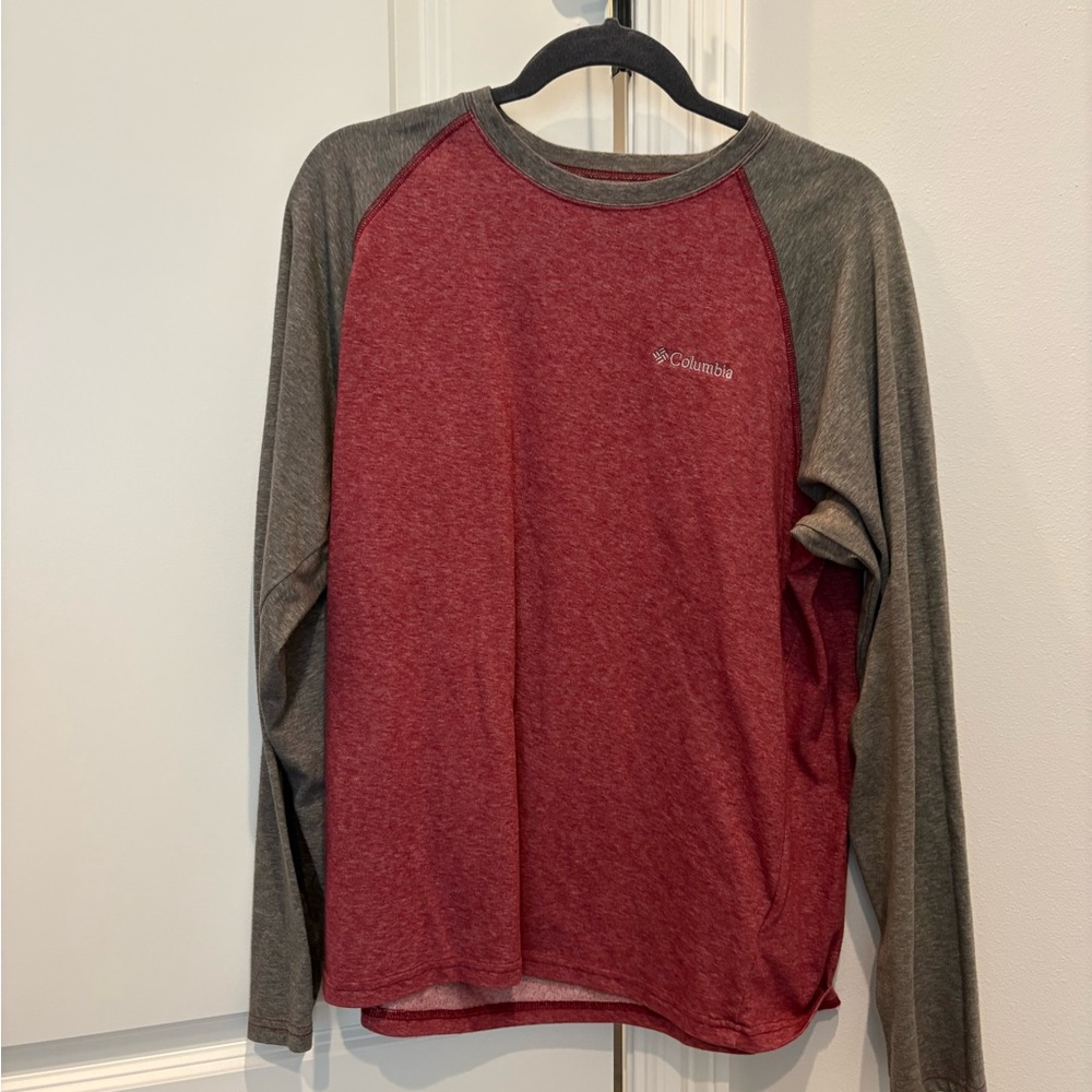 Columbia Burgundy and Charcoal Long Sleeve Shirt